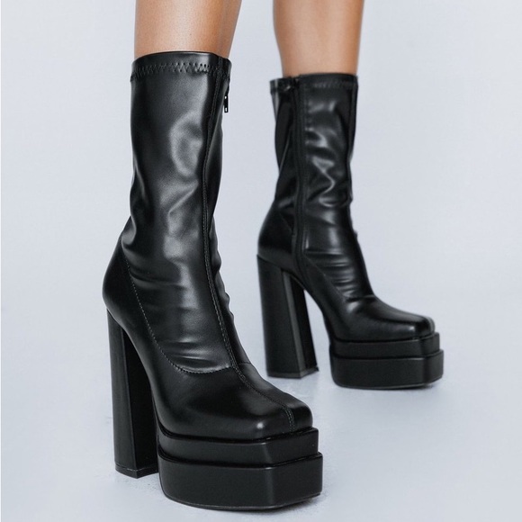NASTY GAL Faux Leather Platform Boot